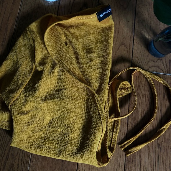 Pretty Little Thing mustard yellow dainty top - Picture 2 of 6